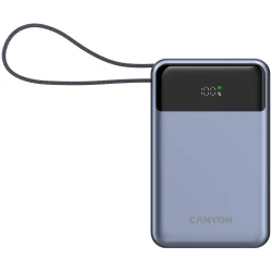 CANYON power bank OnPower 600 built-in cable 20000 mAh PD65W Dark Grey - thumbnail 1