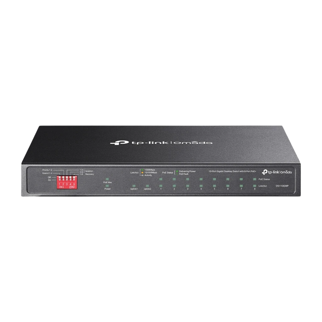 Omada 10-Port Gigabit Desktop Switch with 8-Port PoE+ 8× Gigabit PoE+ Ports 2x Gigabit Non-PoE - image 1