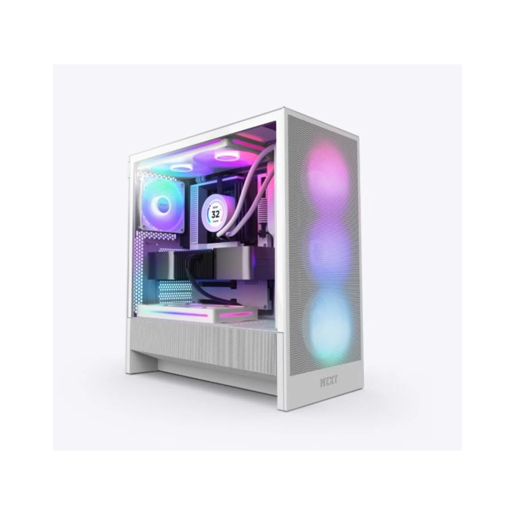 NZXT CASE H5 FLOW WHITE RGB mini-ITX, Micro-ATX, ATX, Mid-tower, 4x fan - image 1