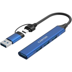 CANYON hub DS-02 4in1 USB-A/C Blue - thumbnail 3