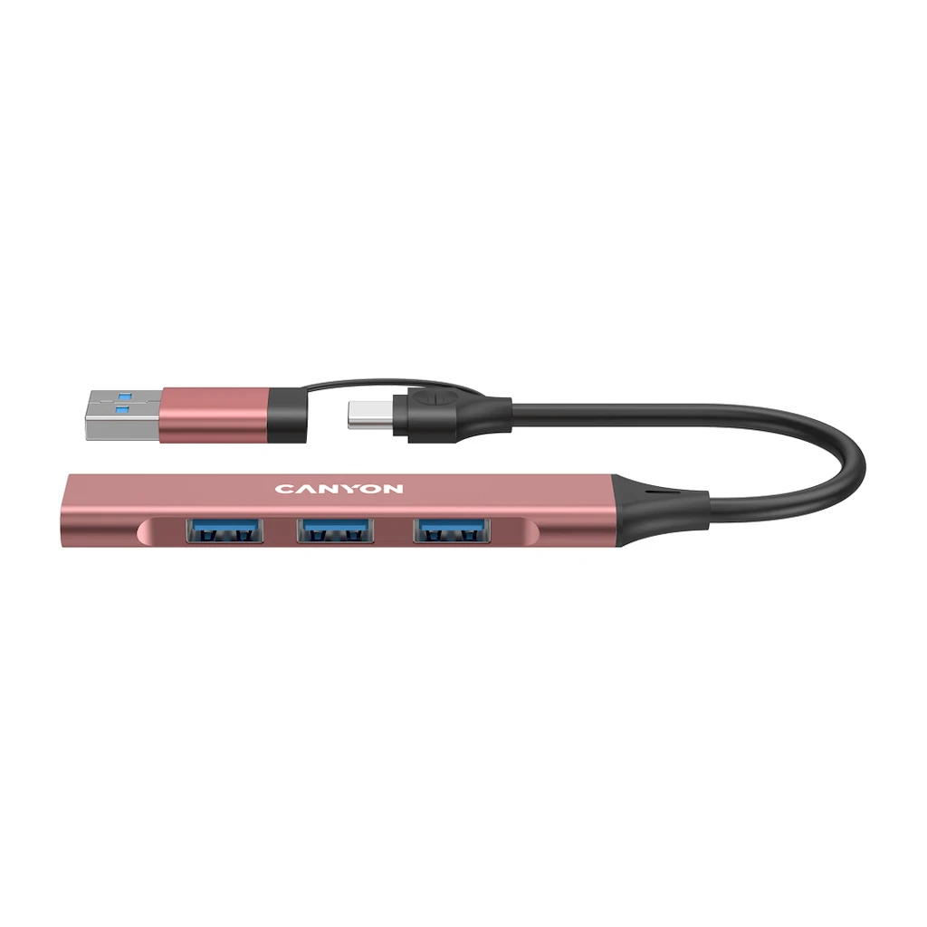 CANYON hub DS-02 4in1 USB-A/C Pink - image 1