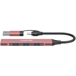 CANYON hub DS-02 4in1 USB-A/C Pink - thumbnail 1