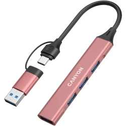 CANYON hub DS-02 4in1 USB-A/C Pink - thumbnail 2