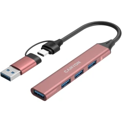 CANYON hub DS-02 4in1 USB-A/C Pink - thumbnail 3