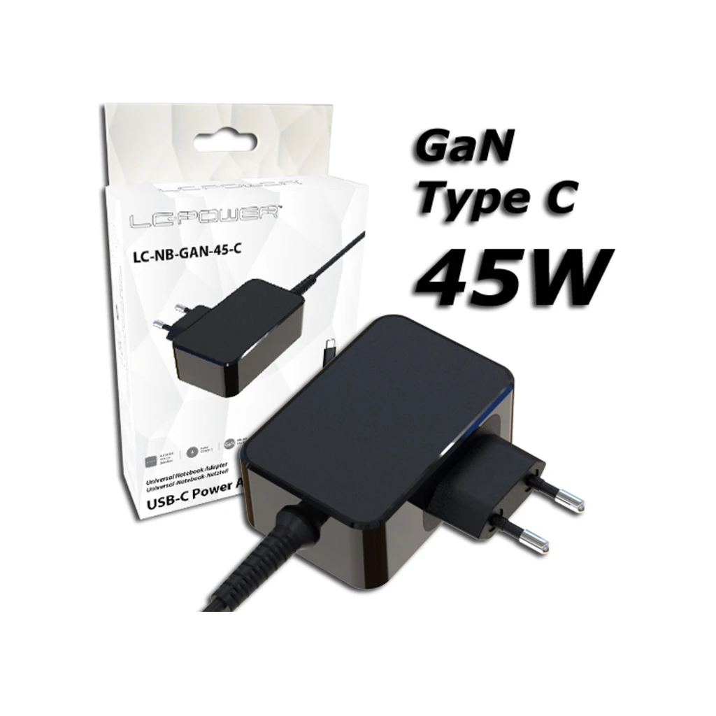 LC-Power USB GaN punjač 45W Punjač za laptope, USB-C,5-20V, 2.25-3A - image 1
