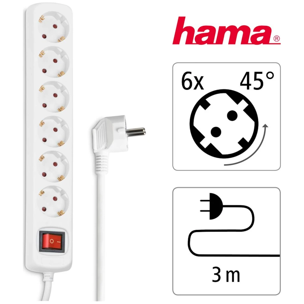 Produžni kabl HAMA 6 utičnica 3m - image 1