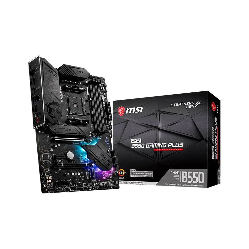 MSI Main Board Desktop MPG B550 GAMING PLUS AM4 4xDDR4 1xPCI-E x16 2xPCI-E x1 2xM.2 - image 1
