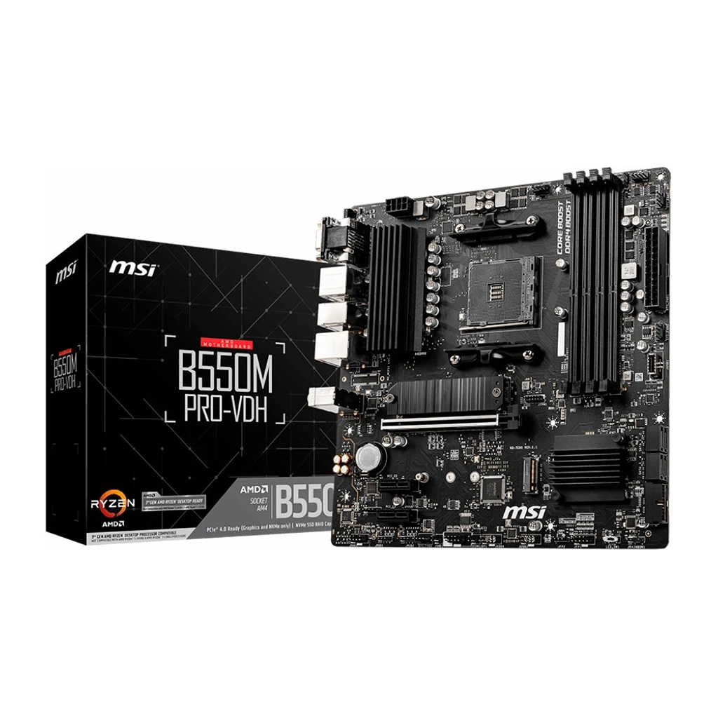 MSI Main Board Desktop B550M PRO-VDH AM4 B550 4xDDR4 1xPCIe x16 2xPCIe x1 4xSATA 2xM.2 - image 1