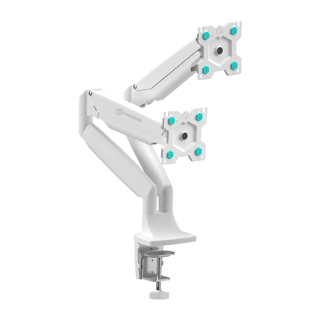 ONKRON Dual Nosač za Monitore - 13-32", 9kg nosivost, Bijeli, Stolni - image 1