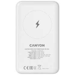 CANYON power bank PB-1001 10000 mAh PD 18W QC 3.0 Wireless 10W White - thumbnail 4