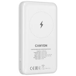 CANYON power bank PB-1001 10000 mAh PD 18W QC 3.0 Wireless 10W White - thumbnail 6