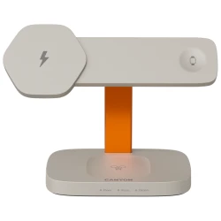 CANYON Wireless Charging Station Hexagon 310 3in1 LightGrey/Orange - thumbnail 1