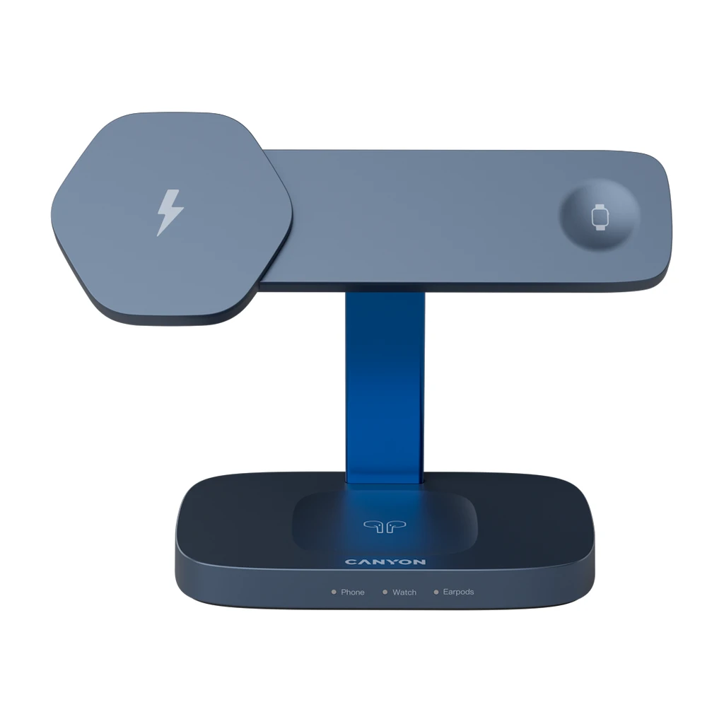 CANYON Wireless Charging Station Hexagon 310 3in1 DarkGrey/Blue - image 1