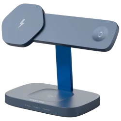 CANYON Wireless Charging Station Hexagon 310 3in1 DarkGrey/Blue - thumbnail 2