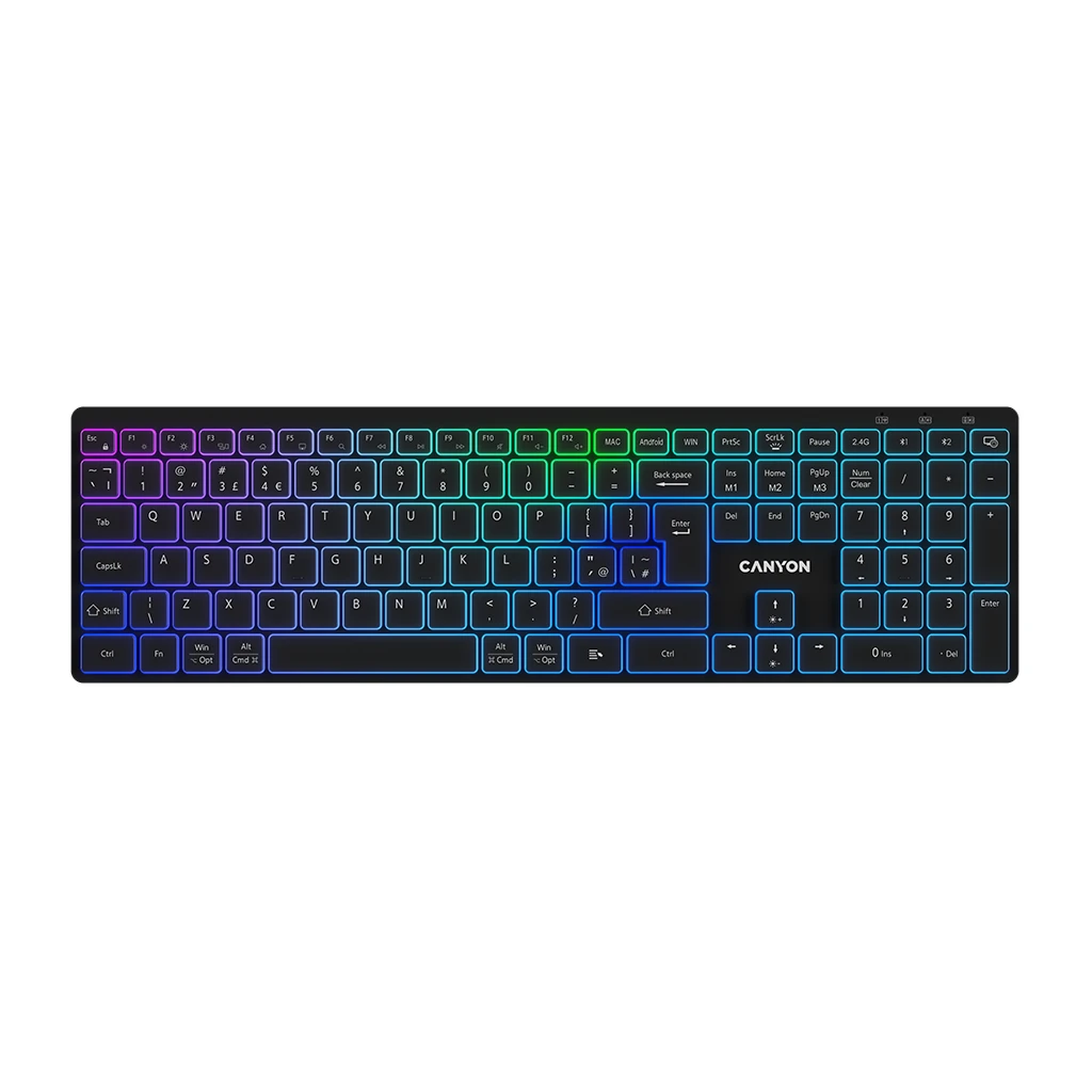 Canyon Bežična RGB Tastatura HKB-W11 - Dual Mode, RGB, Wireless, Crna - image 1