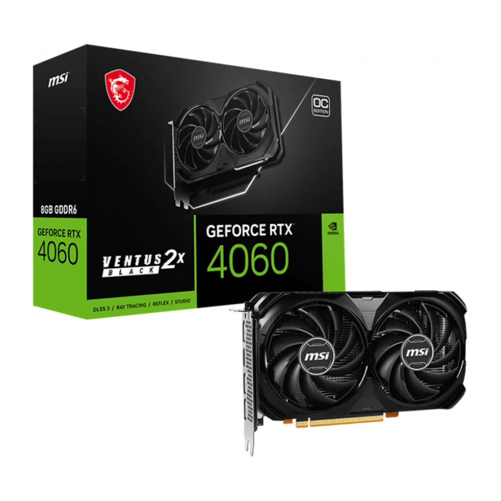 MSI Video Card NVidia RTX 4060 VENTUS 2X BLACK 8G OC 8GB GDDR6/128bit PCI-E 4.0 - image 1