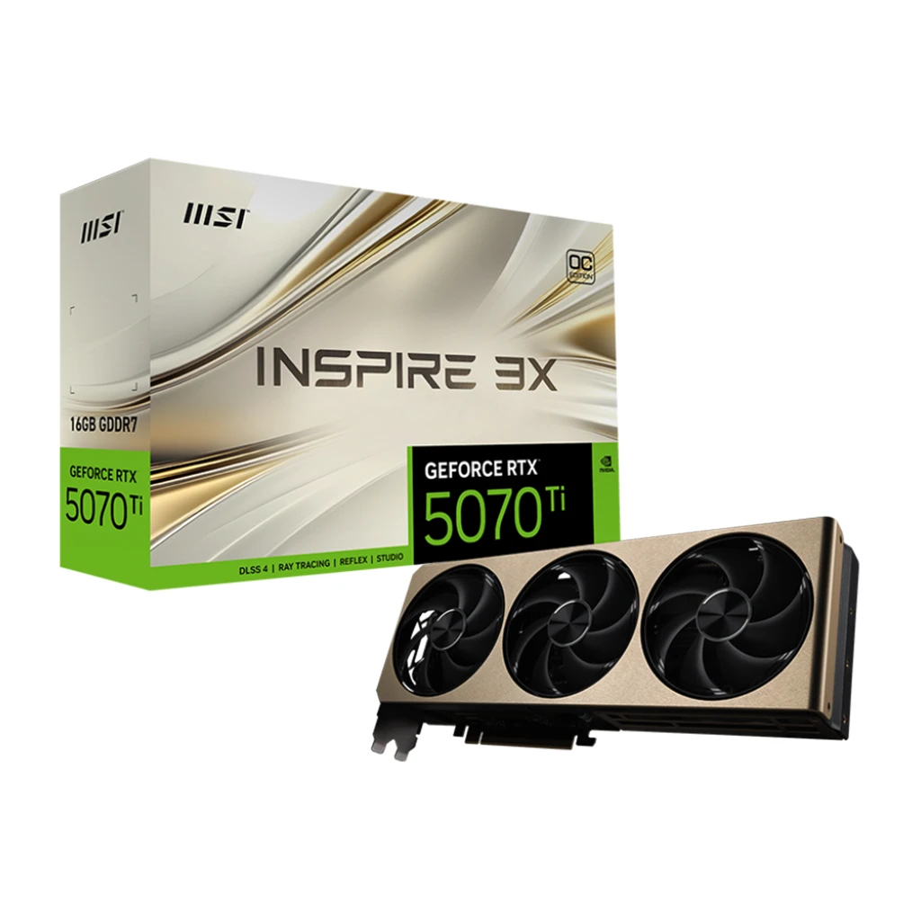 MSI INSPIRE GeForce RTX 5070 Ti 16GB GDDR7 PCIe 5.0, 3X OC, Ultra performanse - image 1