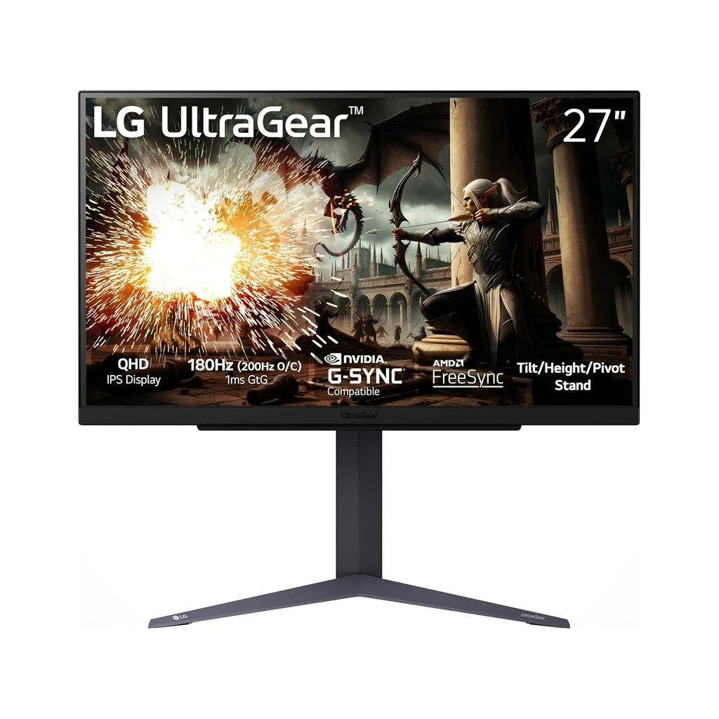 LG 27" UltraGear 27GS85Q-BNanoIPS, QHD 2560x1440, 200Hz400cd, 1ms, 2xHDMI, DP, HAS, Tilt, Pivot - image 1