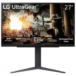 LG 27" UltraGear 27GS85Q-BNanoIPS, QHD 2560x1440, 200Hz400cd, 1ms, 2xHDMI, DP, HAS, Tilt, Pivot - thumbnail 1