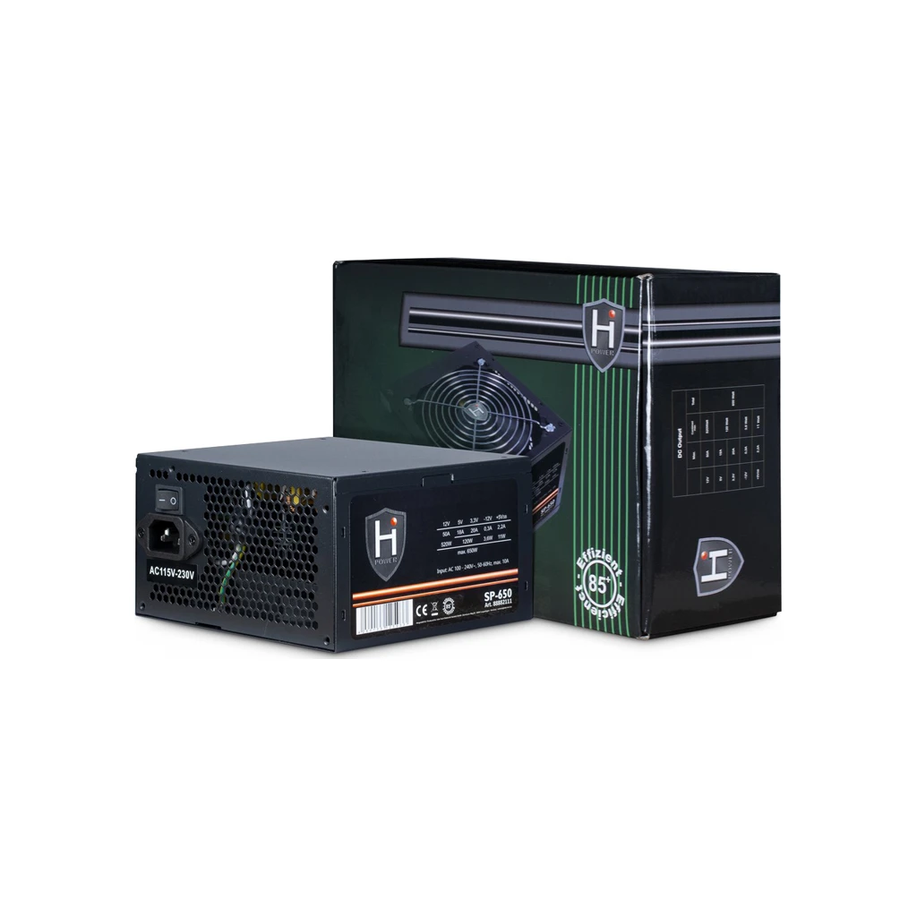 Inter-tech PSU HiPower SP-650W12cm fan,  Mainboard 20+4PinPCI-Express 6+2Pin, 4x SATA, 1x Floppy - image 1