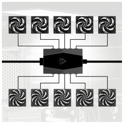 Arctic case fan hub 10 port PWM fan hub, SATA power - thumbnail 3