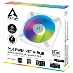 Arctic Fan P14 PWM PST A-RGBwhite, pressure-optimisedsemi-passive - thumbnail 2