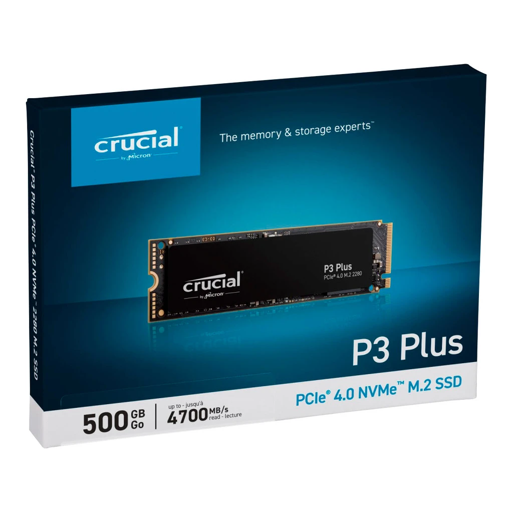 Crucial SSD P3 Plus 500GB NVMe4700/1900 MB/sPCIe Gen 4 x4 - image 1