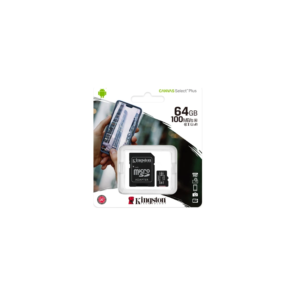Kingston MicroSD 64GB Class 10Canvas Select Plus100MBs Read,Class 10 UHS-I - image 1