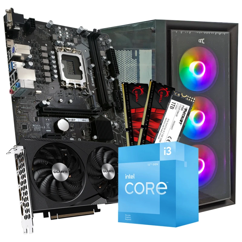 GNC GAMER VOYAGER i3-12100F, H610, 32 GB DDR4, 1TB NVMe, RTX 3060 8GB, PSU 600W, gaming kućište - image 1
