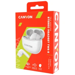CANYON Bežične Slušalice TWS-5 - Bluetooth 5.0, Touch kontrole, Bijele - thumbnail 5