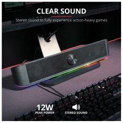 Trust GXT 619 RGB LED Soundbar Trust Thorne, Stereo soundbar Illuminated, space-saving design - thumbnail 1
