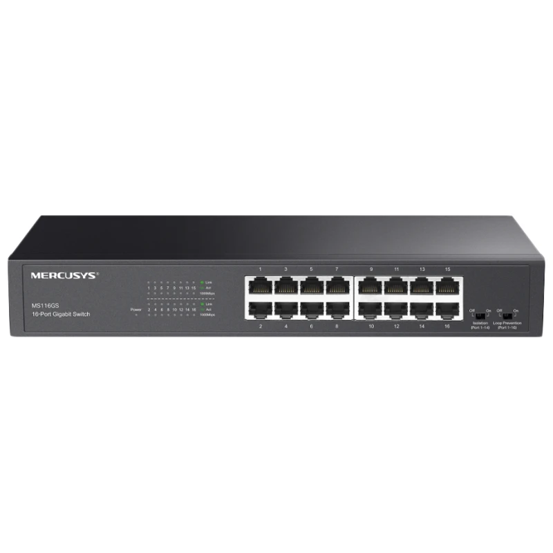 Mercusys MS116GS Gigabit Switch - 16 portova, metalno kućište, Plug and Play - image 1