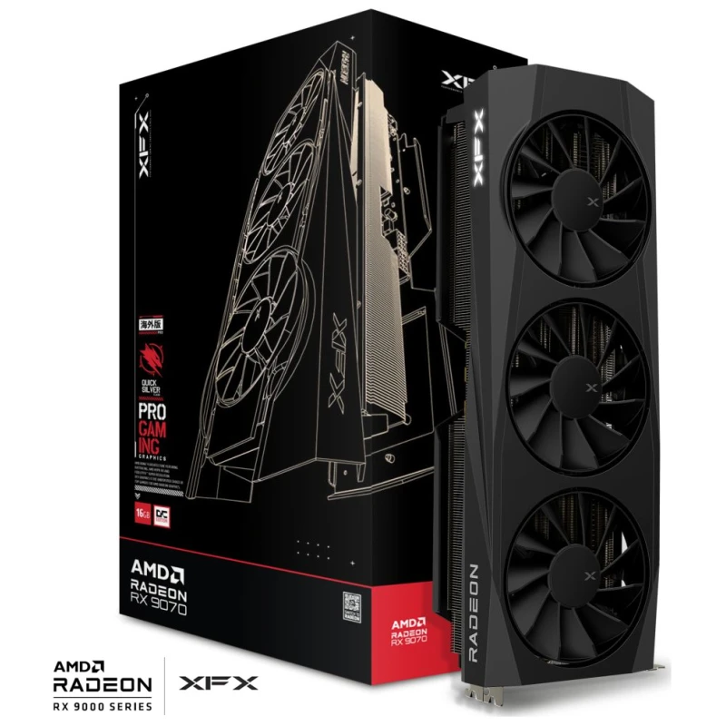 XFX Quicksilver AMD Radeon RX 9070 OC Gaming Edition - 16GB GDDR6, HDMI, 3xDP, RDNA 4 - image 1