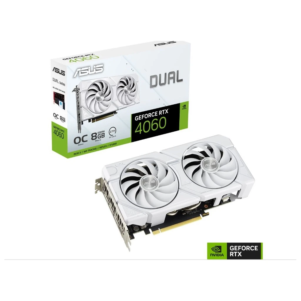 ASUS VGA DUAL-RTX4060-O8G-EVOWhite, nVidia GeForce RTX 40608GB GDDR6 128bit;HDMI,3xDP - image 1
