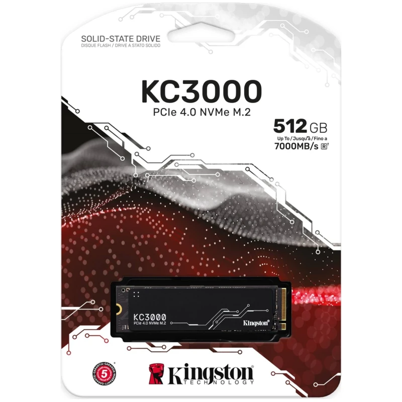 Kingston SSD 512GB KC3000M.2, NVMe PCIe Gen 4.0R/W : 7000/3900MB/s - image 1