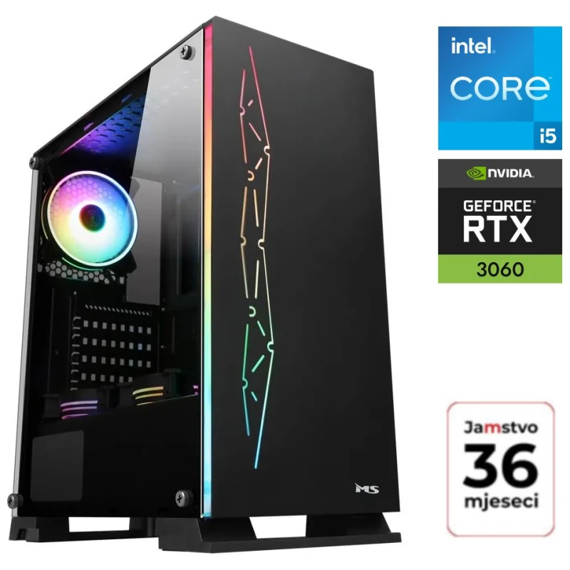MSG Desktop PC i5 12400F, RTX 3060, 16GB RAM, 1TB SSD – Snaga i brzina za gaming i rad - image 1