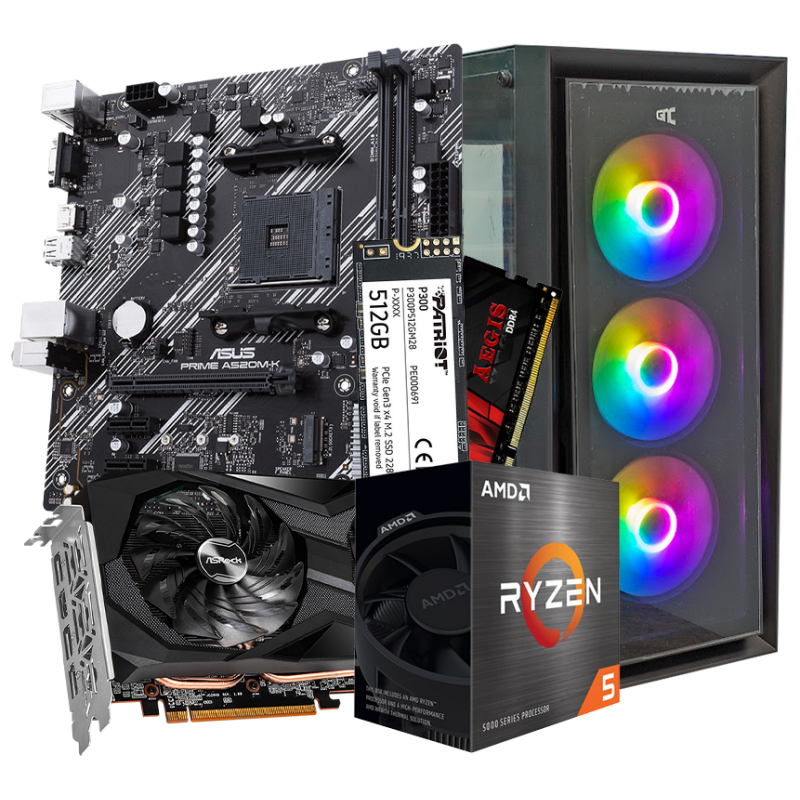 GNC GAMER SUPER SONIC III AMD Ryzen 5 5500, RX 6600 8GB, A520, 16GB DDR4, SSD NVMe 500 GB, PSU 550W, kućište gaming - image 1