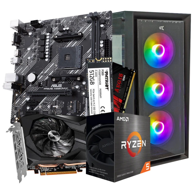 GNC GAMER SUPER SONIC III AMD Ryzen 5 5500, RX 6600 8GB, A520, 16GB DDR4, SSD NVMe 500 GB, PSU 550W, kućište gaming - image 1