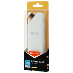 Canyon Eksterna baterija PB-52 Bijela, 5.000 mAh, 2x USB, LED indikator, brzo punjenje - thumbnail 2
