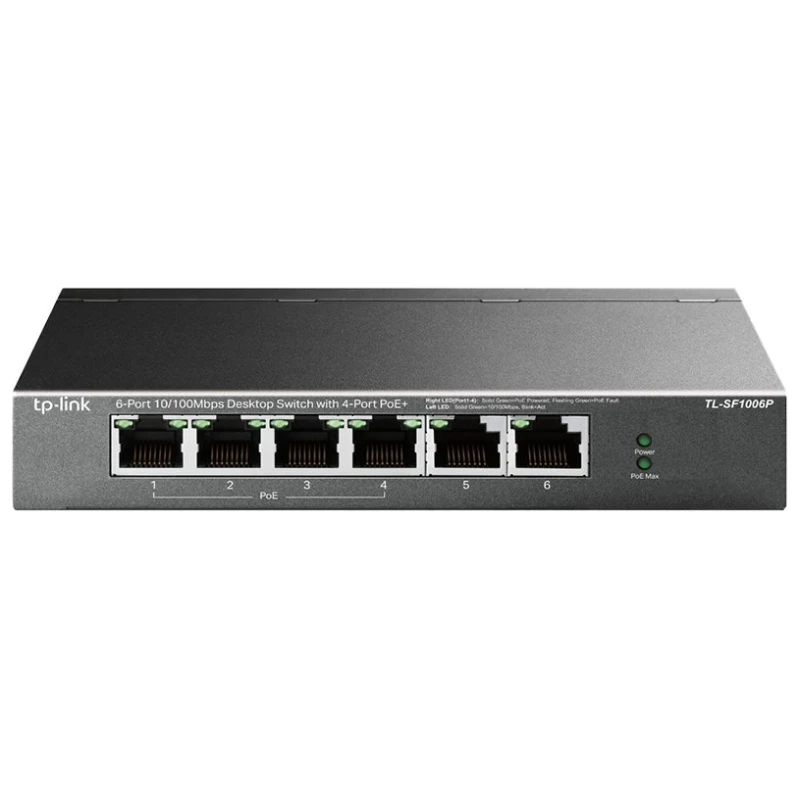 4-port 10/100Mbps Unmanaged PoE+ Switch with 2 10/100Mbps uplink ports meta case desktop mount 4 - image 1