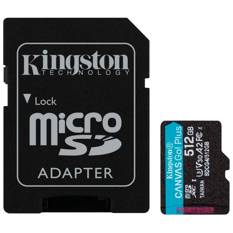 Kingston 512GB microSDXC Canvas Go Plus Gen4 - 200MB/s, A2, U3, V30, Adapter - image 1
