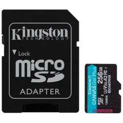 KINGSTON 256GB microSDXC Canvas Go Plus Gen4 200MB/s A2 U3 V30 Card + Adapter - thumbnail 1