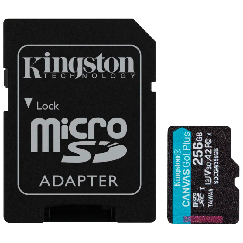 KINGSTON 256GB microSDXC Canvas Go Plus Gen4 200MB/s A2 U3 V30 Card + Adapter - image 1