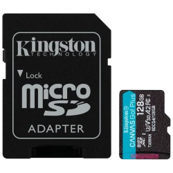 KINGSTON 128GB microSDXC Canvas Go Plus Gen4 200MB/s A2 U3 V30 Card + Adapter - thumbnail 1