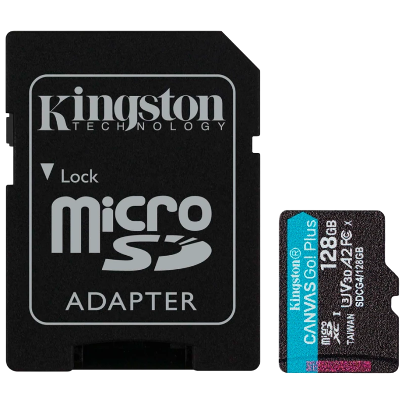 KINGSTON 128GB microSDXC Canvas Go Plus Gen4 200MB/s A2 U3 V30 Card + Adapter - image 1