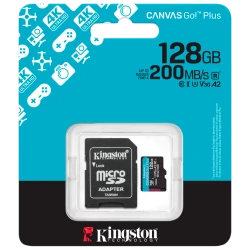 KINGSTON 128GB microSDXC Canvas Go Plus Gen4 200MB/s A2 U3 V30 Card + Adapter - thumbnail 3