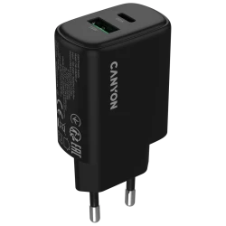 Canyon Punjač OnCharge 200 20W, 1x PD, 1x QC, EU, Crni – Brzo punjenje, Kompaktni dizajn - thumbnail 1