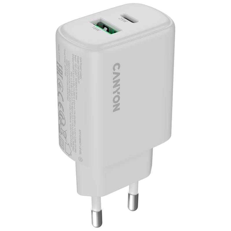 Canyon Punjač OnCharge 250 25W, 1x PD, 1x QC, EU, Bijeli - image 1