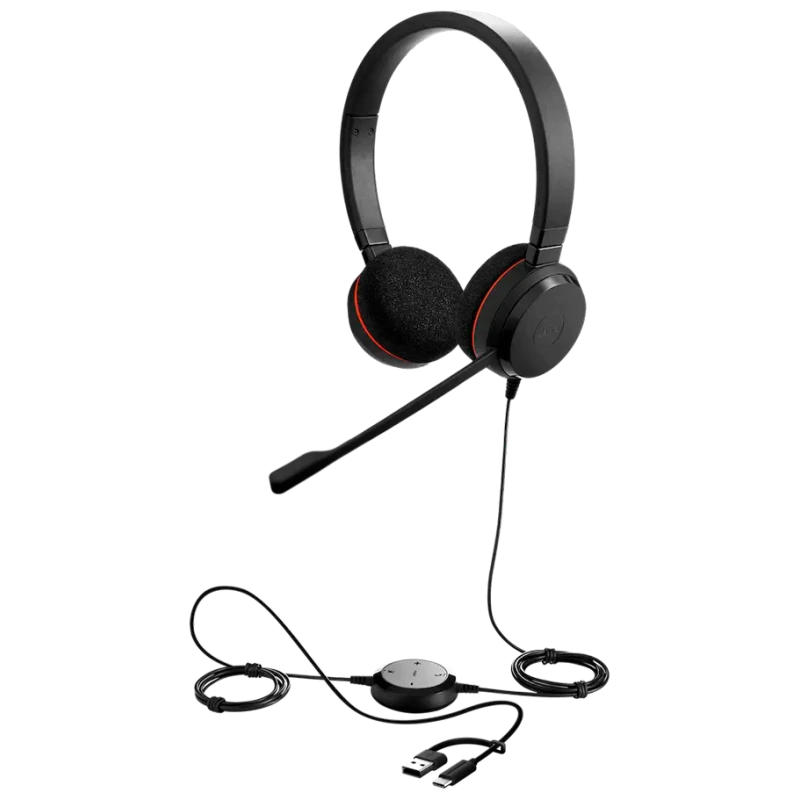 Jabra Evolve 20 Stereo UC slušalice - USB C/A adapter, stereo zvuk, udobnost, jednostavno povezivanje - image 1