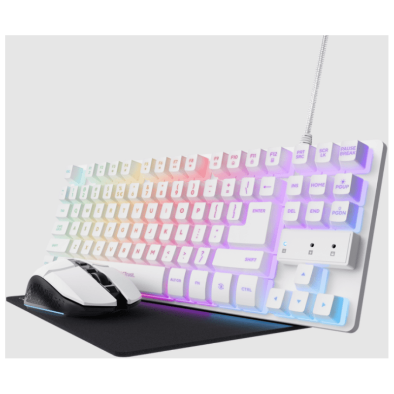 Trust GXT794W 3-u-1 gaming set, tastatura, miš i podloga zamiš, bijela boja - image 1